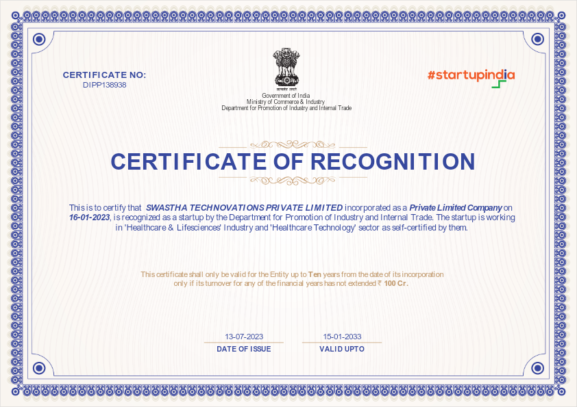 Startup India recognition document preview